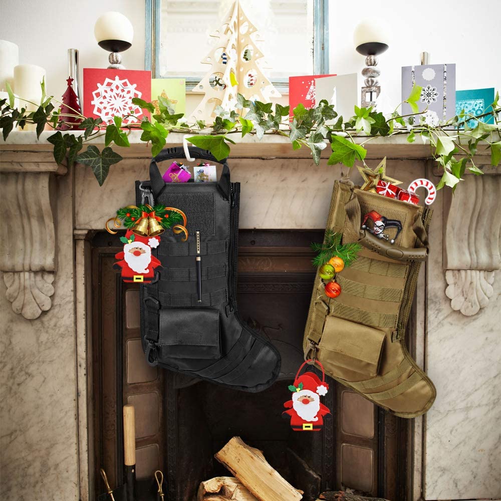2 Pieces Tactical Christmas Stocking Military Stocking Bags with American Flag Patches Camo Stocking Christmas Ornaments EDC Molle Gear Pouch Hanging Xmas Decoration for Home Outdoor Activities 2 Pieces Tactical Christmas Stocking Military Stocking Bags with American Flag Patches Camo Stocking Christmas Ornaments EDC Molle Gear Pouch Hanging Xmas Decoration for Home Outdoor Activities